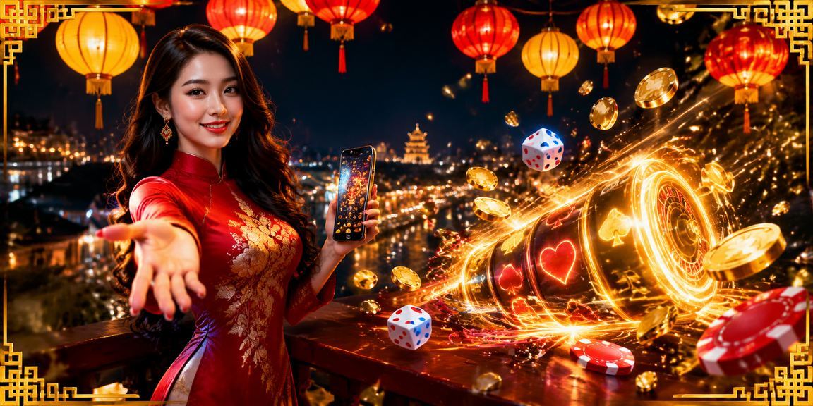 Người chơi tận hưởng ưu đãi tiền thưởng tại hội chợ đêm Huế